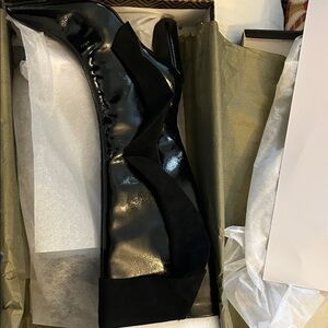 NWT Charles by Charles David Black Patent Knee-High 4” Block Heel Boot